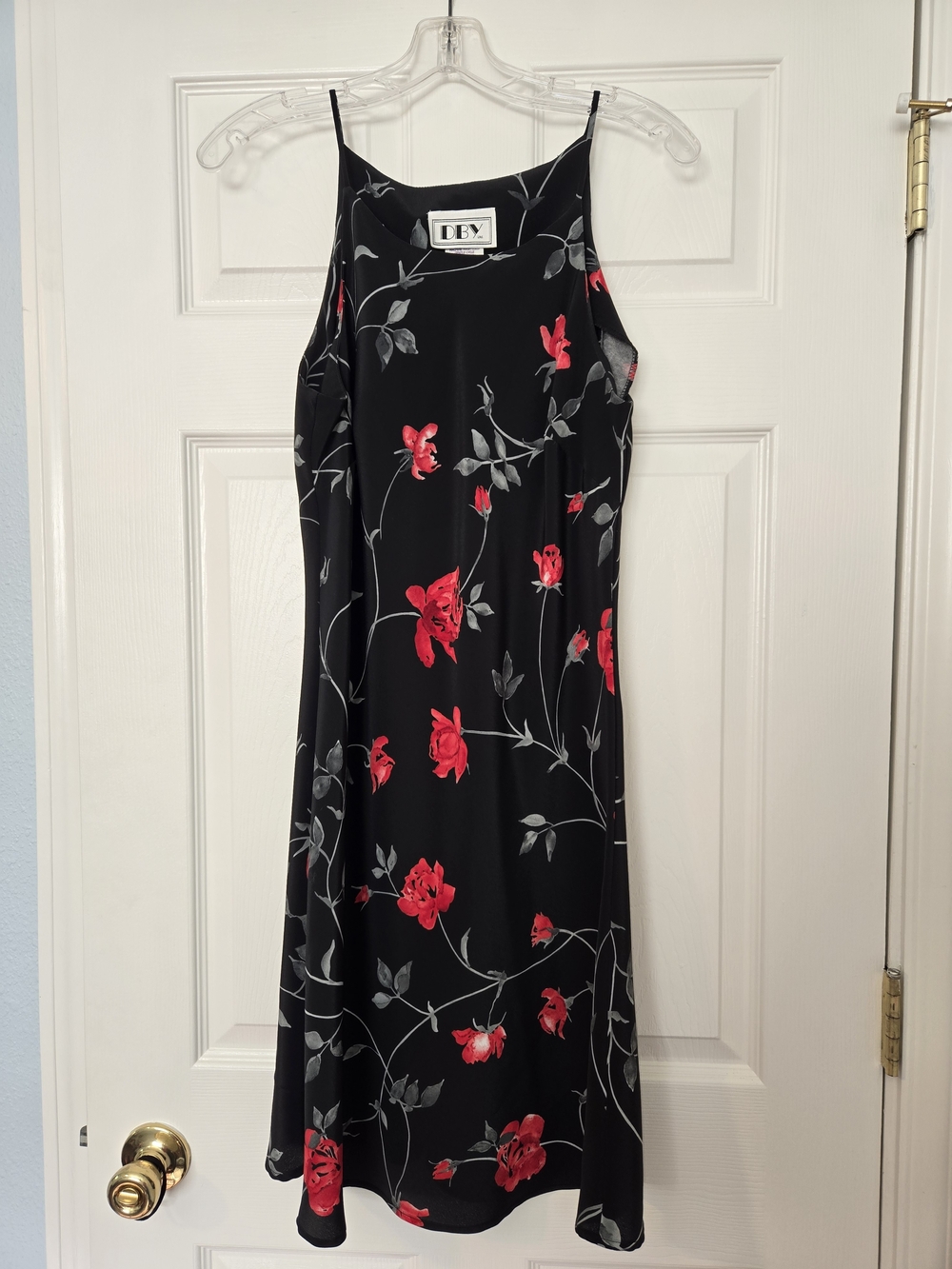 Black Red Rose Slip Dress Sz 9/10